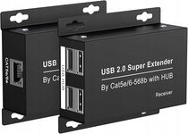 Przedłużacz USB 2.0 przez Ethernet Cat5e/6 - 60m 480 Mb/s 4 porty USB