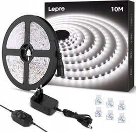 TAŚMA LED ZIMNA BIEL 6000K 10 METRÓW ŚCIEMNIALNA 10-100% 420 DIOD LED IP20
