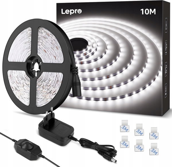 TAŚMA LED ZIMNA BIEL 6000K 10 METRÓW ŚCIEMNIALNA 10-100% 420 DIOD LED IP20