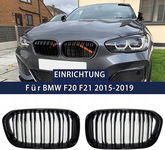 Nerki Atrapa Grill do BMW Serii 1 F20 F21 2015-2019 Czarny Połysk