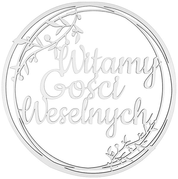 Dekoracje Weselne Koło Witamy Gości Weselnych BIAŁY 40cm Obręcz Napis Ozdoba