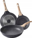 ZESTAW PATELNI 3 SZTUKI Z POWŁOKĄ GRANITOWĄ 20 + 24 + 28 CM NIEPRZYWIERAJĄC