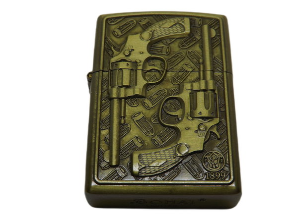 ZAPALNICZKA BENZYNOWA METALOWA WZÓR REWOLWER