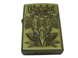 ZAPALNICZKA BENZYNOWA METALOWA WZÓR CANNABIS