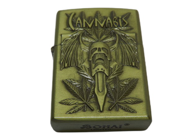 ZAPALNICZKA BENZYNOWA METALOWA WZÓR CANNABIS