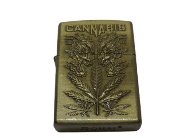 ZAPALNICZKA BENZYNOWA METALOWA WZÓR CANNABIS