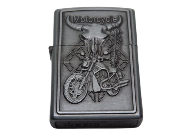 ZAPALNICZKA BENZYNOWA METALOWA WZÓR MOTOCYKLE SREBRNA