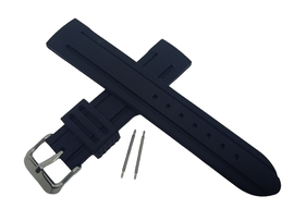 PASEK DO ZEGARKA SILIKONOWY CZARNY 20 MM + TELESKOPY SREBRNA KLAMERKA