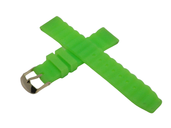 PASEK DO ZEGARKA SILIKONOWY JASNY ZIELONY 20 MM SREBRNA KLAMERKA + TELESKOPY