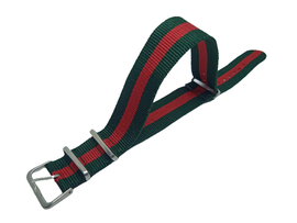 NATO PASEK NYLONOWY DO ZEGARKA ZIELONO - CZERWONY 20 MM