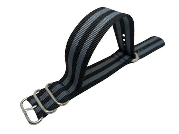 NYLONOWY PASEK DO ZEGARKA NATO BOND CZARNO - SZARY 24 MM