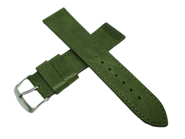 PASEK CHERMOND DO ZEGARKA SKÓRA SZYTY ZIELONY 22 MM SREBRNA KLAMERKA