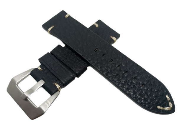 PASEK CHERMOND DO ZEGARKA SKÓRA CZARNY 24 MM SREBRNA KLAMERKA