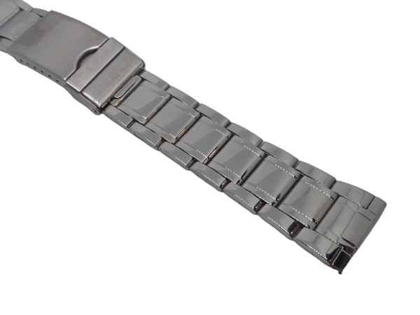 BRANSOLETA MĘSKA DO ZEGARKA POLEROWANA SREBRNA STALOWA 22 MM