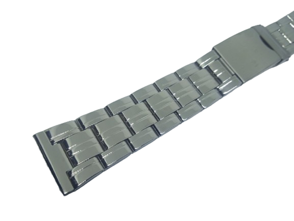 BRANSOLETA MĘSKA DO ZEGARKA POLEROWANA SREBRNA STALOWA 22 MM