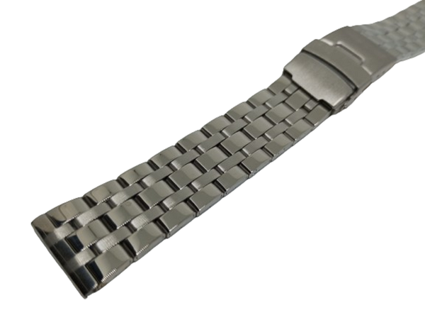 BRANSOLETA DO ZEGARKA MĘSKA POLEROWANA STALOWA SREBRNA 20 MM