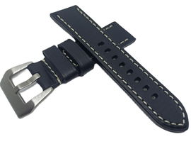 PASEK CHERMOND DO ZEGARKA SKÓRA CZARNY 24 MM SREBRNA MASYWNA KLAMERKA