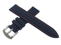 PASEK DO ZEGARKA SILIKONOWY CZARNY 24 MM CZERWONA NITKA + TELESKOPY
