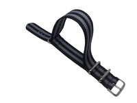 NYLONOWY PASEK DO ZEGARKA NATO BOND CZARNO - SZARY 22 MM