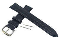PASEK DO ZEGARKA CZARNY KROKO 20 MM  SREBRNA KLAMERKA  + TELESKOPY