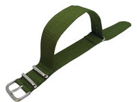 NATO NYLONOWY PASEK DO ZEGARKA ZIELONY KHAKI  18 MM SREBRNA KLAMERKA