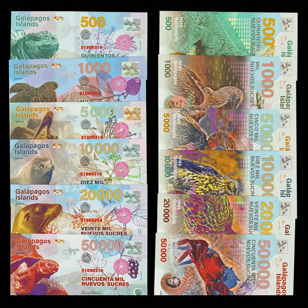 Kolekcjonerskie Banknoty Galapagos zestaw 6 sztuk  UNC  blikshop