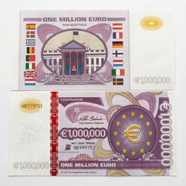 Banknot kolekcjonerski milion 1 000 000 EURO UV UNC blikshop prezent
