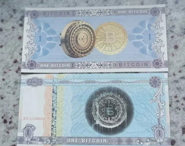 1 Bitcoin Banknot Kolekcjonerski BTC Kryptowaluty UNC UV Prezent Dla Niego