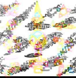 DUŻY ZESTAW KLOCKI MAGNETYCZNE DLA DZIECI DZIEWCZYNKI CHŁOPCA 122 EL 3LATA+