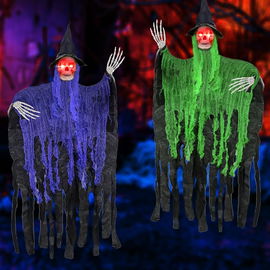 Halloween dekoracja Wiszący Duch Szkielet na Drzwi 2 sztuki czerwone oczy