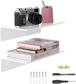 Zestaw 2 półek ściennych akrylowych 30 cm BIAŁE