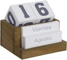 Kalendarz drewniany wieczny miesiące dni tygodnia na biurko język hiszpański