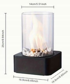 Biokominek stołowy wolnostojący na bioetanol czarny ze stali nierdzewnej