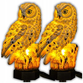 2x LAMPA SOLARNA LED OZDOBNA SOWA ŚWIECĄCA OGRODOWA Z CZUJNIKIEM ZMIERZCHU