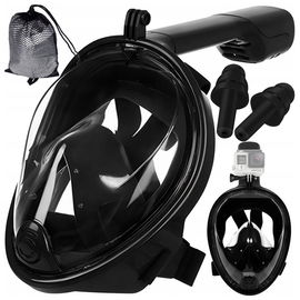 Maska do nurkowania dziecięca pełnotwarzowa, z rurką ARSA GO ZESTAW czarny