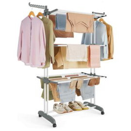 SUSZARKA na PRANIE UBRANIA Pionowa STOJĄCA Kółka DUŻA Balkonowa SZARA XXL