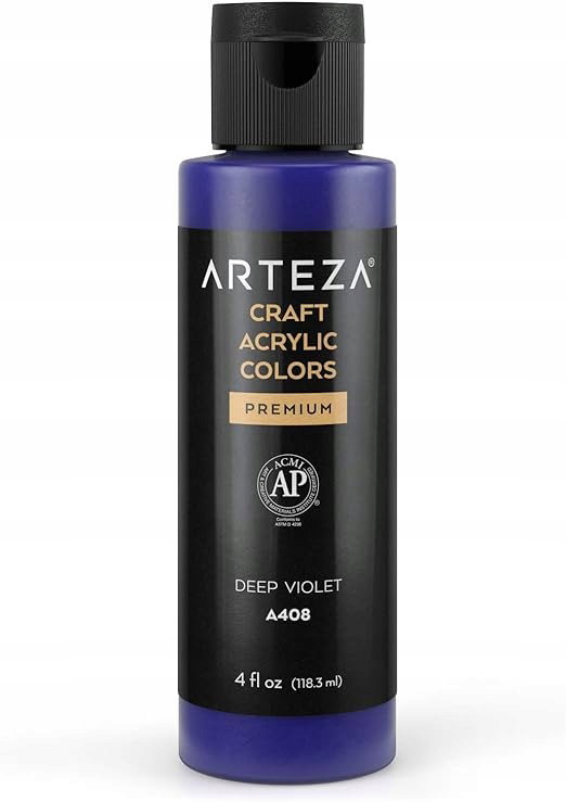 Farba Akrylowa Arteza Craft A408 Głęboki Fiolet - Butelka 118 ml, Matowa