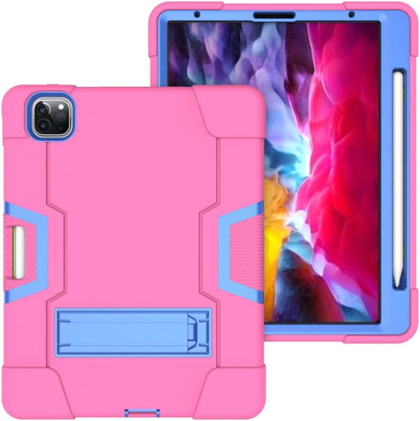 Etui Pancerne iPad Pro 12.9 (2018-2021) - Różowe, 3-Warstwowa Hybryda, Stojak
