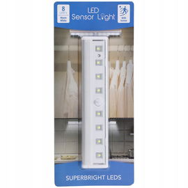 Lampa do szafy 8 LED BATERIE CZUJNIK RUCHU MAGNES BEZINWAZYJNE MOCOWANIE