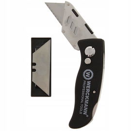 NÓŻ SKŁADANY OSTRZE TRAPEZOWE TAPICERSKI + ZAPAS OSTRZY WERCKMANN czarny