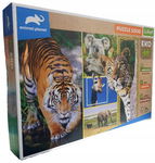 PUZZLE 1000 SZTUK ANIMAL PLANET TYGRYS SŁOŃ PANDA ŻYRAFA NATURALNE EKO FSC