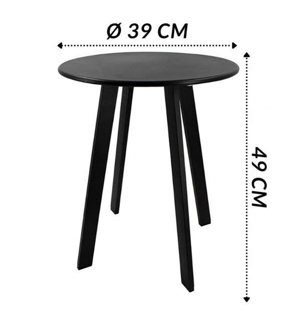 STOLIK KAWOWY OKRĄGŁY METALOWY SKŁADANY LOFT 40 x 49cm Kolor Czarny