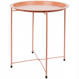 STOLIK KAWOWY OKRĄGŁY SKŁADANY METALOWY LOFT 46 CM ZDEJMOWANY BLAT CZERWONY