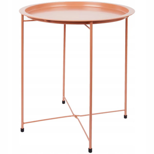 STOLIK KAWOWY OKRĄGŁY SKŁADANY METALOWY LOFT 46 CM ZDEJMOWANY BLAT CZERWONY