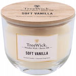 Świeca z drewnianym knotem i podstawą Vanilla TreeWick 50h PALENIA 370 gram