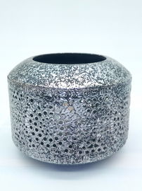 Świecznik lampion na tealighty ażurowy metalowy Glamour Srebrny Czarny