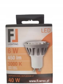 ŻARÓWKA LED 6W 3000K 450 lm GU 10 ODPOWIEDNIK 40W