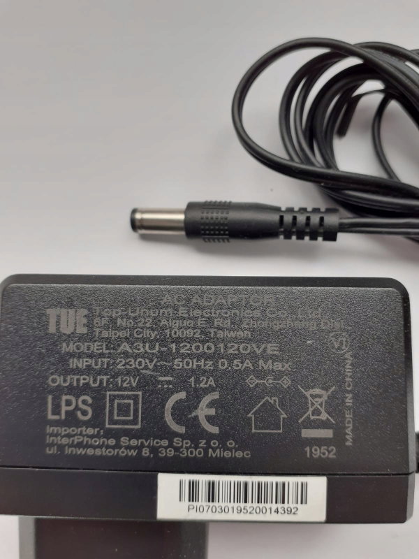ZASILACZ A3U-1200120VE 12V 1,2A DEKODERY SATELITARNE SPRZĘT RTY POLSAT BOX