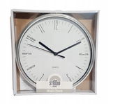 ZEGAR ŚCIENNY WALL CLOCK STUDIO HOME W KOLORZE SREBRNO-BIAŁYM NA BATERIE