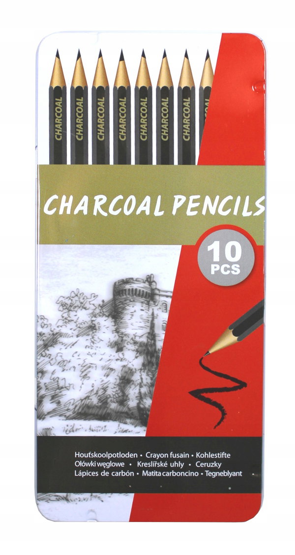 Zestaw ołówków węglowych do szkicowania rysunku Artist Pencils 10 sztuk